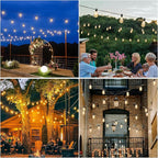 VUAA 150FT Solar Outdoor String Lights Waterproof, Solar Powered Patio Lights with 52 Shatterproof ST38 Edison Bulbs & Remote Control,LED Dimmable Solar String Lights for Outside
