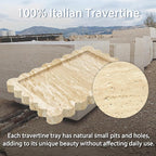 Genuine Travertine Scalloped Marble Tray, Real Natural Marble Stone Trays, Luxury Decorative Trays for Bathroom, Dresser, Vanity, Kitchen, Home Decor, 10.6" x 8", Travertine Beige