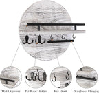 Key Holder for Wall with Shelf - Wood Mail Organizer and Rack with Shelf Hooks Wall Mounted for Entryway Decor Magazines Letter Storage Farmhouse Living Room Bedroom Doorway (White)
