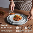 Onader Plates and Bowls Sets, 16 Pieces Stoneware Dinnerware for 4, Kitchen Dinner Dish Set with Pasta Bowl, Ceramic Dishware Dining Ware, Microwave & Dishwasher Safe - Slate Gray