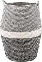 Cotton Rope Laundry Hamper by YOUDENOVA, 105L - Woven Collapsible Laundry Basket - Clothes Storage Basket for Blankets, Laundry Room Organizing, Bedroom Storage, Clothes Hamper – Dark Grey