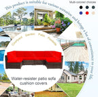 14 PCs Patio Cushion Covers for 7 PCs Outdoor Furniture Sectional Seating Sets Water Resistant Plus 2 Throw Pillows (Red, 24.8(L)*24.8(W)*3.14(T) inches)