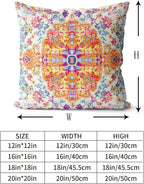 Snycler Orange Blue Ethnic Boho Pillow Covers 16x16 in Boho Carpet Cream Coral Floral Decorative Couch Pillow Cases with Zipper Set of 2 Home Decor for Living Room Bedroom Bed Cushion Outdoor