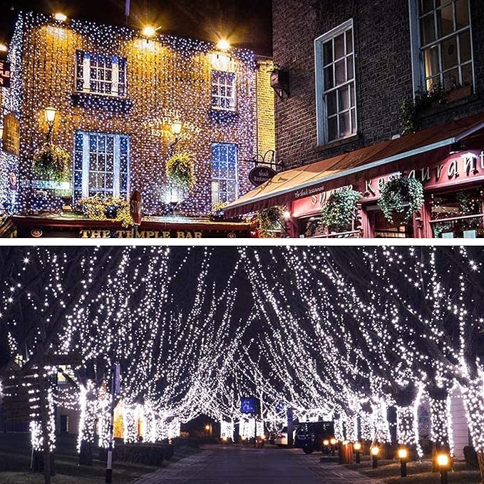 ILLUMINEW 300 LED Cool White Outdoor Indoor String Lights, Safety Plug in 8 Modes Christmas Decorations, 108 ft Twinkle Fairy Lights for Bedroom, Wedding, Party(300Led-Cool White)