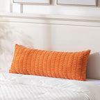 Fancy Homi Fall Orange Long Body Lumbar Decorative Throw Pillow Cover 14x36 Inch for Bed Couch Bedroom, Soft Corduroy Rectangle Solid Pillow Case 35x91 cm, Rustic Farmhouse Boho Room Decor