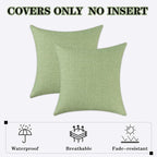 Kevin Textile Pack of 2 Outdoor Waterproof Pillow Covers Decorative Farmhouse Throw Pillow Covers Spring Checkered Couch Pillow Covers Spring for Patio Tent Bed Sofa Living Room 24x24 Inch Sage Green