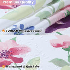 Watercolor Floral Shower Curtain, Green Pink Purple Blue Flower Shower Curtains for Bathroom, Modern White Waterproof Fabric Bath Curtains, 72" W x 72" H
