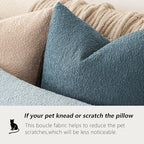 Foindtower Pack of 2 Textured Boucle Throw Pillow Covers Accent Solid Pillow Cases Cozy Soft Decorative Couch Cushion Case for Chair Sofa Bedroom Living Room Home Decor 18x18 Inch Misty Blue