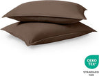 Bare Home Standard Pillow Sham Covers - Set of 2 - Premium 1800 Ultra-Soft Microfiber - Double Brushed - Stain & Fade Resistant - Bed Pillow Shams - Pillows Not Included (Set of 2, Cocoa)