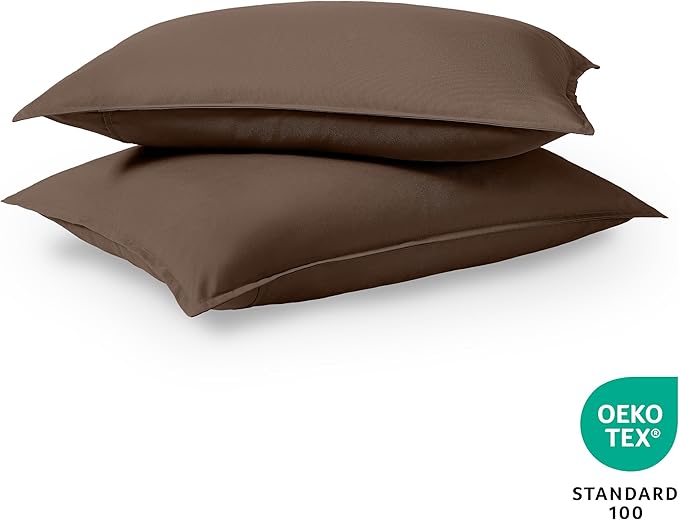 Bare Home Standard Pillow Sham Covers - Set of 2 - Premium 1800 Ultra-Soft Microfiber - Double Brushed - Stain & Fade Resistant - Bed Pillow Shams - Pillows Not Included (Set of 2, Cocoa)