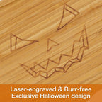 WILLKOMMEN Halloween Serving Platter, Pumpkin Shaped Charcuterie Board, Bamboo Serving Tray 10" x 9" for Party Child Spooky Appetizer Board Serving Dish Plate for Cheese,Snacks,Candy,Cookies