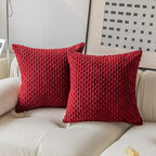 Kevin Textile Christmas Corduroy Decorative Throw Pillow Covers 24x24 Inch Pack of 2 Soft Boho Striped Pillow Covers Modern Farmhouse Home Decor for Sofa Living Room Couch Bed Burgundy