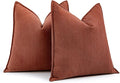MIULEE Pack of 2 Rust Decorative Pillow Covers 20x20 Inch Fall Soft Chenille Luxurious Couch Throw Pillows Farmhouse Cushion Covers with Elegant Design for Sofa Bedroom Living Room Home Decor