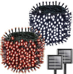 Solar Christmas String Lights Outdoor Waterproof 2PK 500LED 180FT Twinkle Lights, IP65 Waterproof Solar Powered LED Fairy Light with 8 Modes for Christmas Tree Wedding Garden Decoration, Red & White