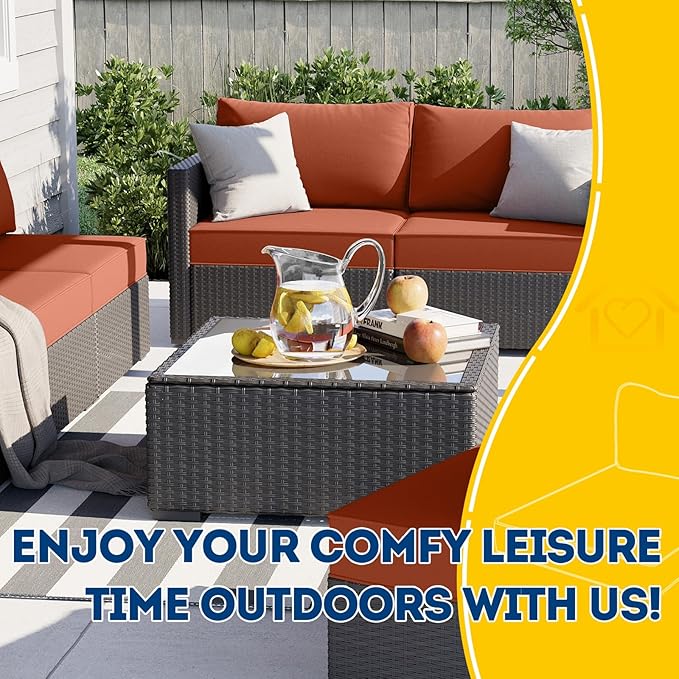 AAAAAcessories Outdoor Deep Seat Cushions, Waterproof, Fade-Resistant Patio Furniture Replacement Cushions, 23.5" x 25.5" x 5" + 23.5" x 13.5", Set of 2, Rust