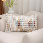 LUOYEHK Boho Throw Pillow Covers 12x20 Inch Set of 2 Chenille Tufted Pillow Case Farmhouse Neutral Lumbar Cushion Covers for Couch Sofa Bed Living Room, Orange White