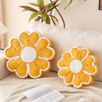 Flower Shaped Decorative Throw Pillow Cushion for Bed Couch, Cute Flower Plush Throw Pillows Home Decor Floor Pillow Seating Cushions (Dark Yellow, 17.7 Inches)