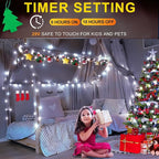 KNONEW Christmas String Lights Indoor Plug in,60FT 180LED Outdoor Waterproof Fairy Lights,8 Lighting Modes,Timer Memory Function for Bedroom Patio Balcony Party (Cool White)