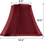 GO&SO 13.2" Medium Burgundy Lampshades Red,Square Cut Corner Lamp Shades for Floor and Table Lamps, 6.5x13.2x10.6", Burgundy, Natural Lampshade Replacement, Easy Assembly Required (Set of 2)