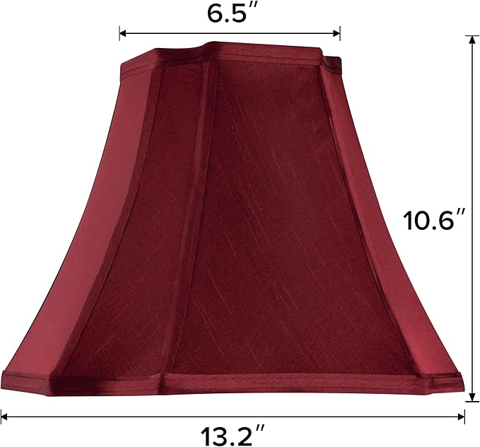 GO&SO 13.2" Medium Burgundy Lampshades Red,Square Cut Corner Lamp Shades for Floor and Table Lamps, 6.5x13.2x10.6", Burgundy, Natural Lampshade Replacement, Easy Assembly Required (Set of 2)