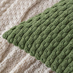 MIULEE Pack of 2 Decorative Throw Pillow Covers 20x20 Inch Soft Boho Striped Textured Corduroy Pillow Covers Modern Farmhouse Home Decor for Couch Bed Sofa Living Room Moss Green