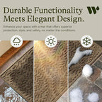 WaterHog Indoor/Outdoor Door Mat, 2' x 3' Made in USA, Durable & Skid-Resistant Front Door Rug, Decorative, Water-Trapping & Heavy-Duty Entryway Floor Mat For Your Home, Boxwood Collection Khaki/Camel