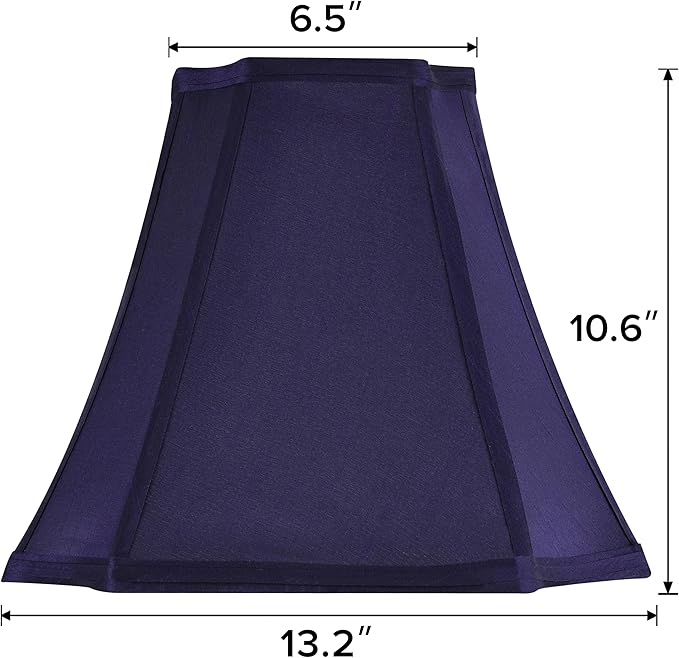 GO&SO Square Cut Corner Lamp Shade for Floor and Table Lamps, 6.5x13.2x10.6", Blue, Natural Faux Silk, Handcrafted, Easy Assembly Required,Medium Decorative Lamp Shade Replacement for Living Room