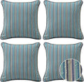 Sunbrella Decorative Outdoor Water Repellent Throw Pillows with Inserts, Set of 4, 18" x18" Pillows for Patio, Backyard, Bed, Couch, and Patio Furniture, Swell Turquoise