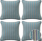 Sunbrella Decorative Outdoor Water Repellent Throw Pillows with Inserts, Set of 4, 18" x18" Pillows for Patio, Backyard, Bed, Couch, and Patio Furniture, Swell Turquoise