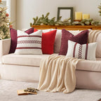 MIULEE Pack of 2 Christmas Pillow Covers 16x16 Inch Burgundy Red Farmhouse Decorative Throw Pillow Covers with Stitched Edge Soft Chenille Solid Dyed Couch Pillow Covers for Sofa Bed Living Room
