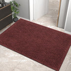 Sturdy Front Door Mat, Absorbent Muddy Dirt Resist Welcome Door Mats Outdoor Indoor, Stain and Fade Resistant, Non-Slip Rubber Backing Low Profile Doormat for Entryway, 36×24, Red