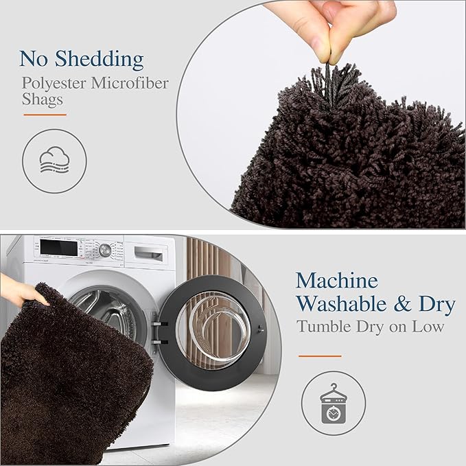 Walensee Large Bathroom Rug (24 x 60, Brown) Extra Soft and Absorbent Shaggy Bath Mat Machine Washable Microfiber Non Slip Luxury Floor Mat