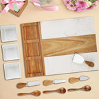 Marble Cutting Board Set, Charcuterie Cheese Boards, 3 Bowls, 3 Spoons, 4 Charcuterie Utensils, Meat, Fruits, Vegetables, Housewarming, Wedding - Marble Blank