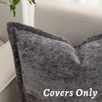 Grey Decorative Throw Pillow Covers 12x20 Inch Set of 2 Cozy Soild Chenille Cushion Cases Soft Textured Lumbar Couch Pillows Cover Boho Accent Farmhouse Pillowcases for Sofa Bed