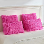 FUTEI Hot Pink Decorative Throw Pillow Covers 20x20 Inch Set of 2,Soft Fluffy Faux Feather Texture Cushion Cases,Modern Home Luxury Decor for Couch Bed Living Room