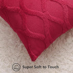decorUhome Christmas Throw Pillow Covers 22x22 Inch Set of 2, Soft Plush Faux Fur Wool Red Couch Pillow Covers, Decorative Neutral Pillow Cases for Bed Sofa Living Room Home Decor