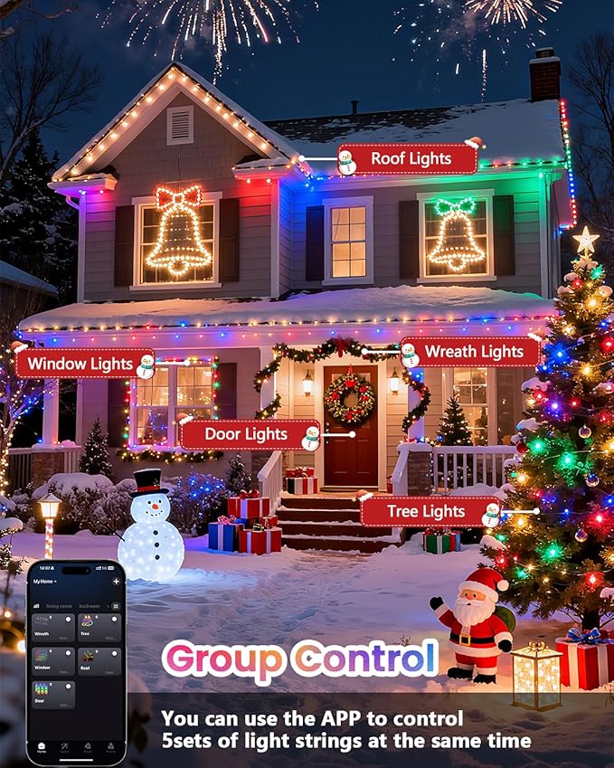 Smart Color Changing Christmas String Lights, 2Pack 164FT 400LED App Control RGB LED String Lights with Remote & Timer, Waterproof Twinkle Christmas Tree Lights Indoor Outdoor Holiday Xmas Tree Decor
