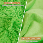 XeGe Faux Fur Throw Pillow Covers, Luxury Fluffy Plush Green Pillow Shams, Shaggy Furry Decorative Pillow Fuzzy Cushion Cover for Sofa Bed Couch, Zipper Closure, Pack of 2(18''x18'', Lime Green)