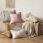 MIULEE Christmas Decorative Throw Pillow Covers Neutral Linen Fringe Throw Pillows Set of 2 White Boho Farmhouse Cushion Covers with Tassels for Couch Sofa Bed Living Room Home Decor 18x18 Inch