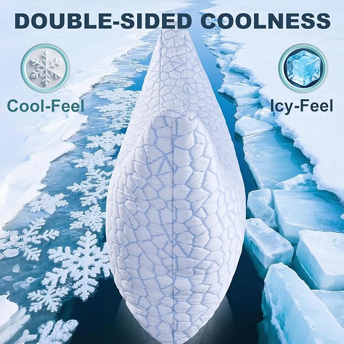 King Cooling Side sleeper pillow for adults,cervical neck support pillow for neck and shoulder pain Relief,Adjustable Shredded Memory Foam Bed Pillow 1 Pack with Additional Foam Fill Included (White)