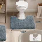 Walensee Contour Rug (20x24, Slate) Non Slip Bath Mat, Soft Microfiber Shaggy Mat, Machine Washable U Shape Toilet Rug
