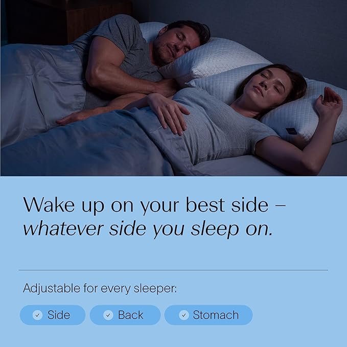 DreamyBlue Signature Pillow w/Adjustable Loft • Shredded Memory Foam Fill • Neutral Alignment for Side, Back, and Stomach Sleepers • Washable Bamboo Rayon Cover • CertiPUR-US Certified Foam (Queen)