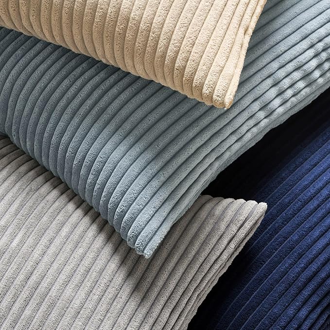 MIULEE Winter Pack of 2 Corduroy Pillow Covers Soft Soild Cushion Cases Decorative Square Throw Pillow Covers Dusty Blue Pillowcases for Sofa Bedroom Car 18 x 18 Inch 45 x 45 Cm