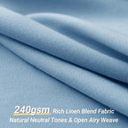 Extra Long Blue Linen 96 Inch Shower Curtain Neutral Modern Bath Drapes Set 96 Inch Long with Hooks XLong Tall Farmhouse Boho Shower Curtains for Bathroom, Blue Grey, 72x96