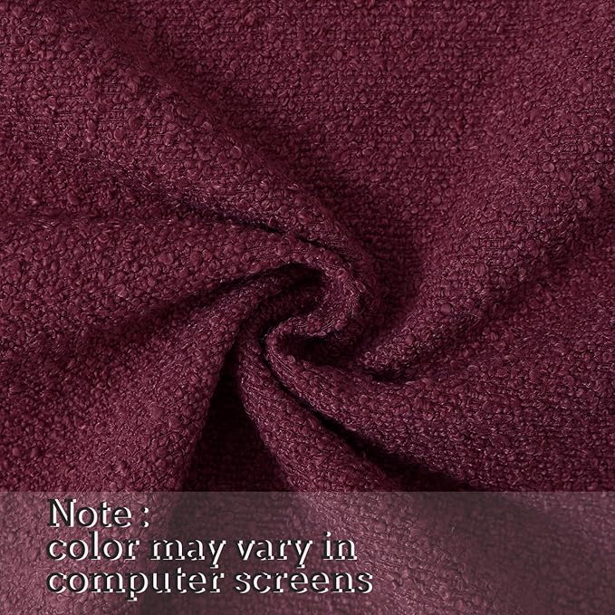 Jeneoo Burgundy Red Decorative Square Thick Throw Pillow Covers Fine Textured Boucle Couch Cushion Cases for Home Livingroom Sofa Decor, Set of 2, 18 x 18 Inch