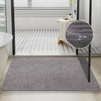 Bath Mats 24x17 Non-Slip Absorbent Bathroom Rug, Quick Dry Machine Washable Shower Tub Mat with Rubber Backing, Soft Floor Carpet for Bathroom Decor Waffle Grey