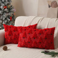 Christmas Pillow Covers 12x20 inch Set of 2 Christmas Decorations Soft Plush Faux Fur Wool Red Xmas Tree Throw Pillow Cases Winter Holiday Decor for Sofa Living Room PT002B12