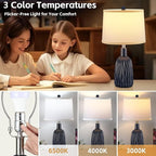 GRUENLICH Ceramic Table Lamp Set of 2 for Nightstand, 22.5" Modern Blue Bedside Lamp with 3 Adjustable Color Temperature, Bedroom Light for Living Room Desk End Table Office (2 LED Bulbs Included)