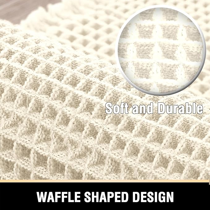H.VERSAILTEX Upgraded Waffle Bath Mat Super Absorbent Non Slip Bath Rug for Bathroom Floor, 17" x 24", Ivory