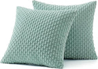 MIULEE Pack of 2 Decorative Throw Pillow Covers 16x16 Inch Soft Boho Striped Textured Corduroy Pillow Covers Modern Farmhouse Home Decor for Couch Bed Sofa Living Room Turquoise
